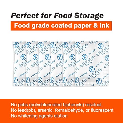 1 Gram 100 Packets Fonday Food Grade Silica Gel Desiccants Packs Moisture Absorbers Dehumidifier