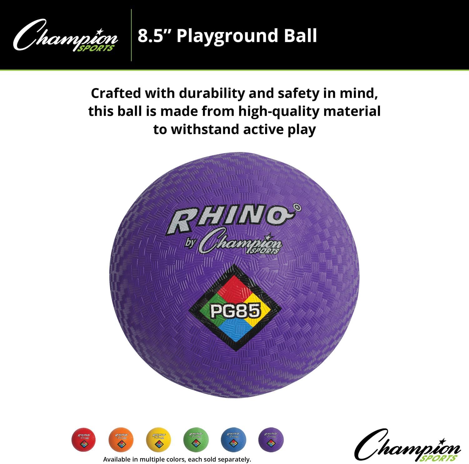 Champion Sports Playground Balls – Single Balls & Sets, Multiple Colors, Durable Nylon-Wound Construction for Kickball & Indoor/Outdoor Play