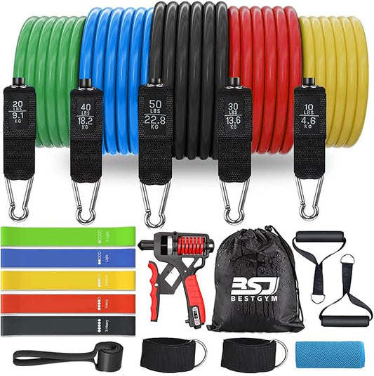 Resistance Bands,Exercise Bands,Resistance Bands for Working Out with Handles for Men and Women,Workout Bands with Door Anchor and Ankle,Strength Training Home Gym Equipment-FlexoryFit