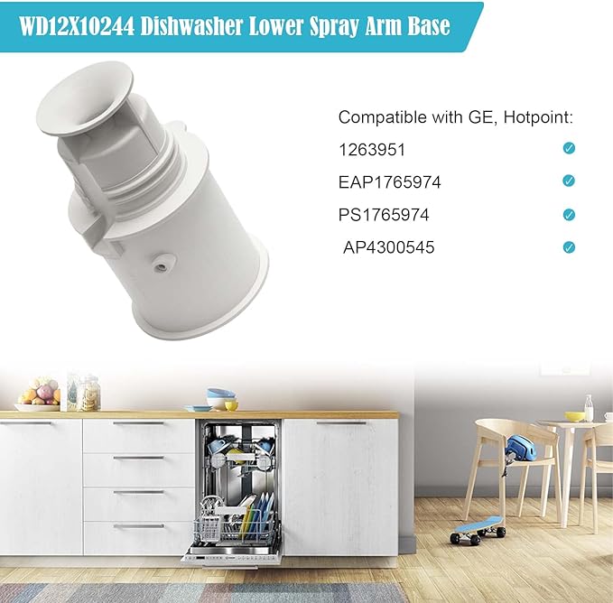 WD12X10244 Dishwasher Base Spray Arm replacement for Ge Dishwasher lower Spray Arm Replace 1263951, EAP1765974, PS1765974, AP4300545