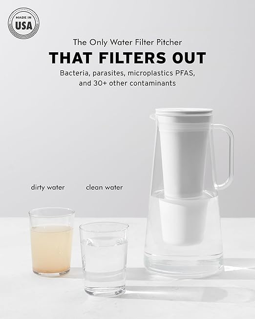 LifeStraw Home – Water Filter Pitcher, 10-Cup, Obsidian, BPA Free Designed for Protection Against Bacteria, parasites, microplastics, Lead, Mercury, PFAS and a Variety of Chemicals (Pack of 2)
