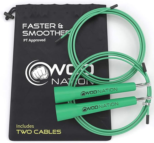 WOD Nation Adjustable Speed Jump Rope For Men, Women & Children - Blazing Fast Fitness Skipping Rope Perfect for Boxing, MMA, Endurance-FlexoryFit