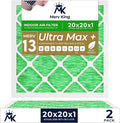 MervKing 20x20x1 Air Filter Actual Size: 19.7" x 19.7" x 0.75" MERV 13 MPR 1500-1900 | MADE IN USA | 2-Pack | Pleated HVAC AC Furnace Replacement