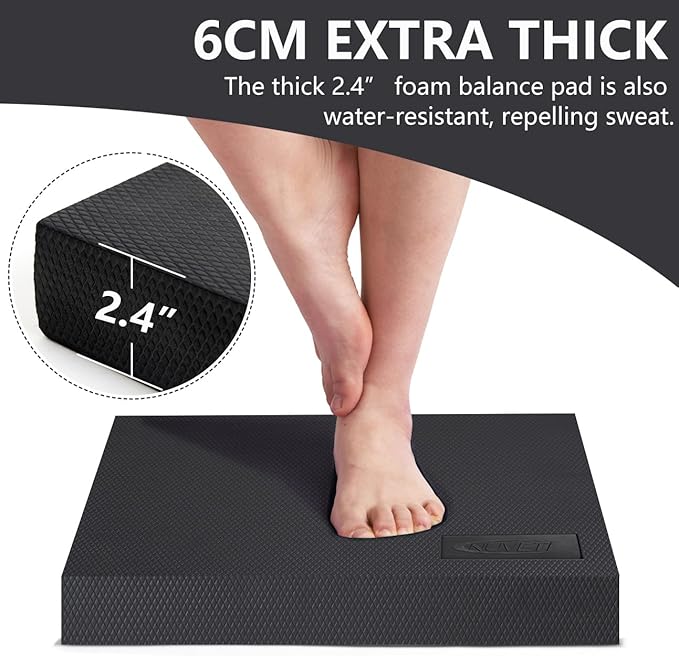 nuveti Large Balance Pad - TPE Non-Slip Mat for Fitness & Balance Exercises,Yoga, Physical Therapy, Knee Cushion Slip Resistant Foam Mat for Yoga & Balance Training, Board Foam for Strength Training, Kneeling Pads for Home Gym Exercise（20''x16''x2.4''）-FlexoryFit