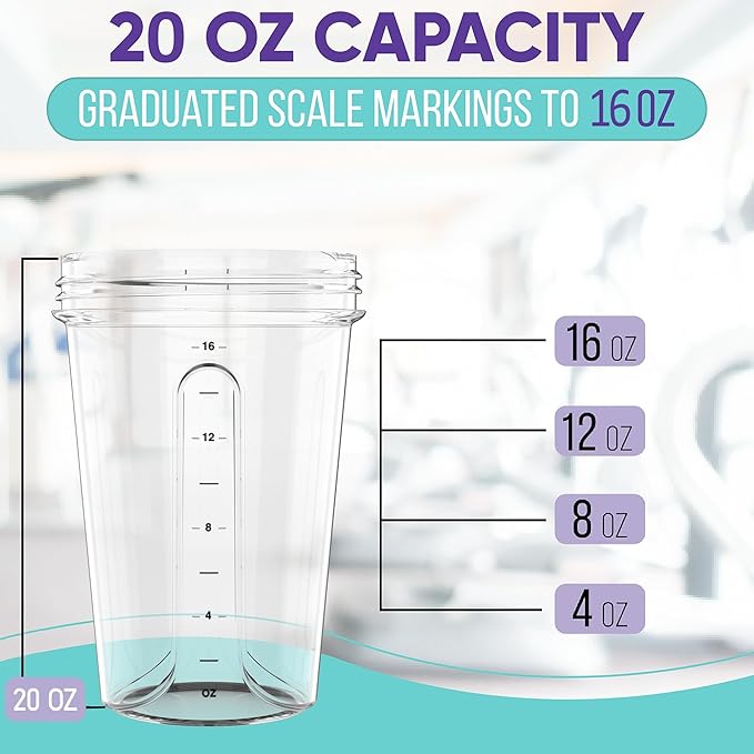'-2 Pack- 20 oz Protein Shaker Bottles for Protein Mixes - 2x Wire Whisk, Leak Proof Shaker Cups for Protein Shakes and Pre Workout, Protein Shaker Bottle Pack, Protein Mixer Cup (Clear Prime)-FlexoryFit