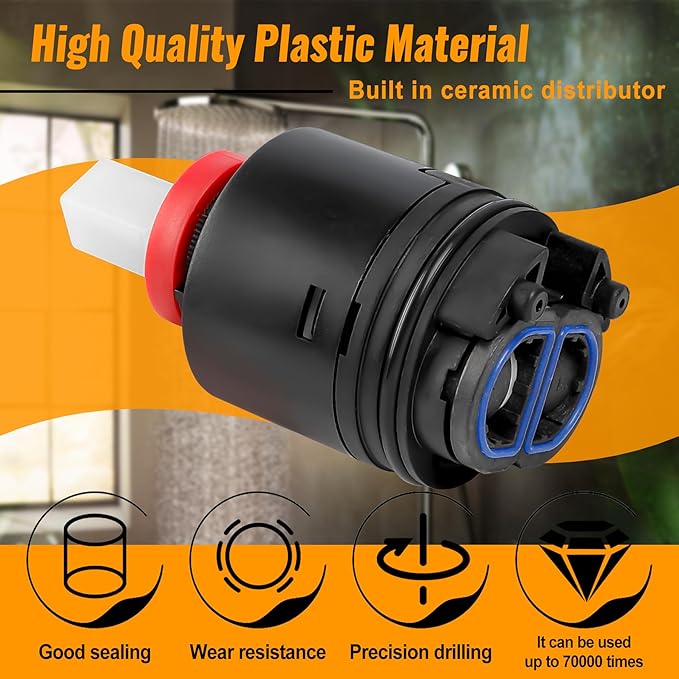 N40HKC Shower Cartridge Replacement,Fit for SR SUN RISE Shower Cartridge,Black 40mm Shower Faucet Cartridge,for Tub/Shower Faucet, Shower Mixer Valve, Ceramic Shower Single Lever