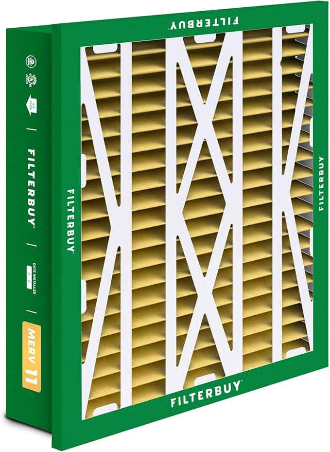 Filterbuy 20x25x5 Air Filter MERV 11 Allergen Defense (2-Pack), Pleated HVAC AC Furnace Air Filters Replacement for Honeywell Return Grille (Actual Size: 18.38 x 23.38 x 3.69 Inches)