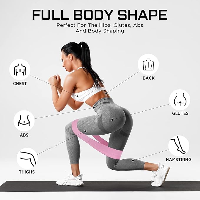 12 Pcs Fabric Resistance Bands for Working Out Booty Workout Stretch Exercise Bands Non Slip for Legs Squat Resistance Loop for Women Men Starter Butt Hip Thigh Fitness-FlexoryFit