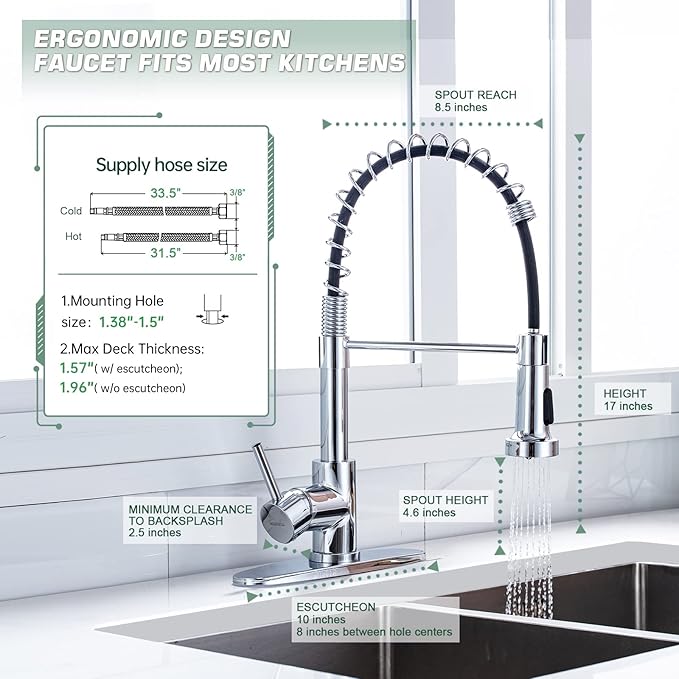 WEWE Chrome Kitchen Faucet, Faucet - Image 2