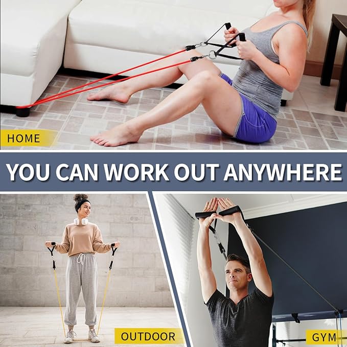 WHATAFIT Resistance Bands, Exercise Bands，Resistance Bands for Working Out, Work Out Bands with Handles for Men and Women Fitness, Strength Training Home Gym Equipment-FlexoryFit