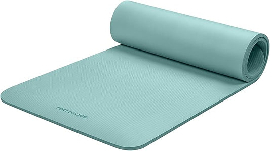 Retrospec Solana Yoga Mat 1/2" Thick w/Nylon Strap for Men & Women - Non Slip Exercise Mat for Yoga, Pilates, Stretching, Floor & Fitness Workouts-FlexoryFit