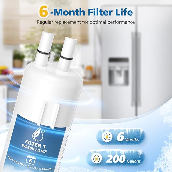 EDR1RXD1 Water Filter Compatible with Filter 1, for EDR1RXD1, W10295370, EDR1RXD1B, WHR1RXD1, KAD1RXD1, P4RFKB2, 46-9930, 46-9081, Every 6 Months Value, NSF Certified, 3 Pack