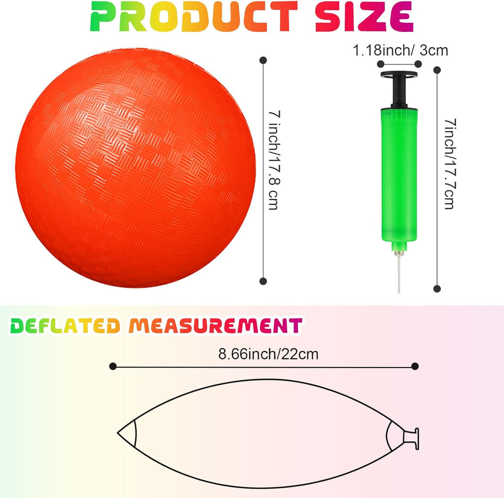 Vinsot 12 Pack 8.5 Inch Playground Balls Kickball Bulk, Bouncy Balls for Kids Inflatable Bouncing Handball with Hand Pump for Indoor Outdoor Games
