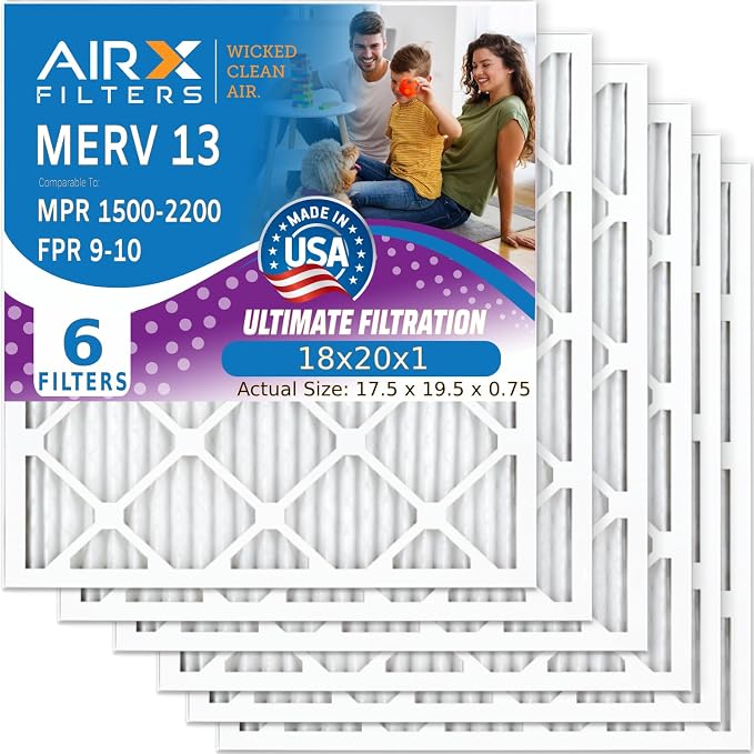AIRX FILTERS WICKED CLEAN AIR. 18x20x1 Air Filter MERV 13 Electrostatic Pleated by AIRXFILTERSWICKEDCLEANAIR