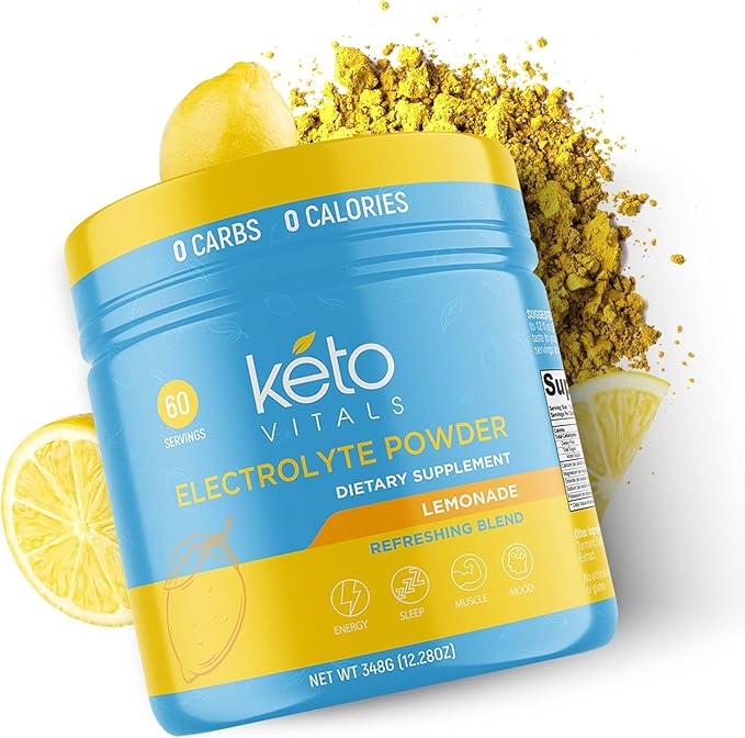 Keto Vitals Electrolytes Powder | Keto-Friendly Electrolytes with Potassium, Magnesium, Sodium, Calcium | Keto Electrolytes Supplement Energy Drink Mix | Sugar-Free, Zero Calories, Zero Carbs-FlexoryFit