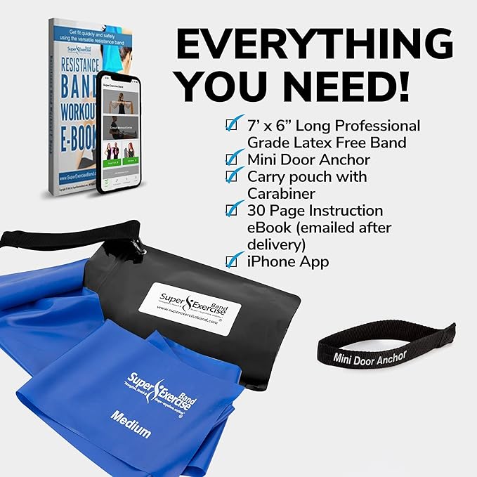 7Ft Long Resistance Bands for Stretching - Resistance Bands Set with Door Anchor - Exercise Bands Including Carry Pouch, E-Book & App - Latex-Free Workout Bands-FlexoryFit