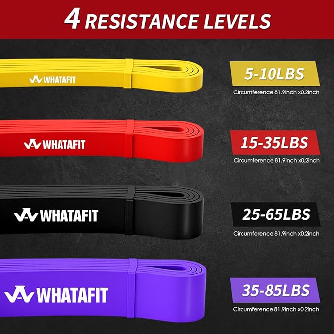 WHATAFIT Resistance Bands, Pull Up Assistance Bands, Exercise Bands, Workout Bands Set for Men and Women Home Fitness, Body Stretching, Strength Training, Physical Therapy-FlexoryFit