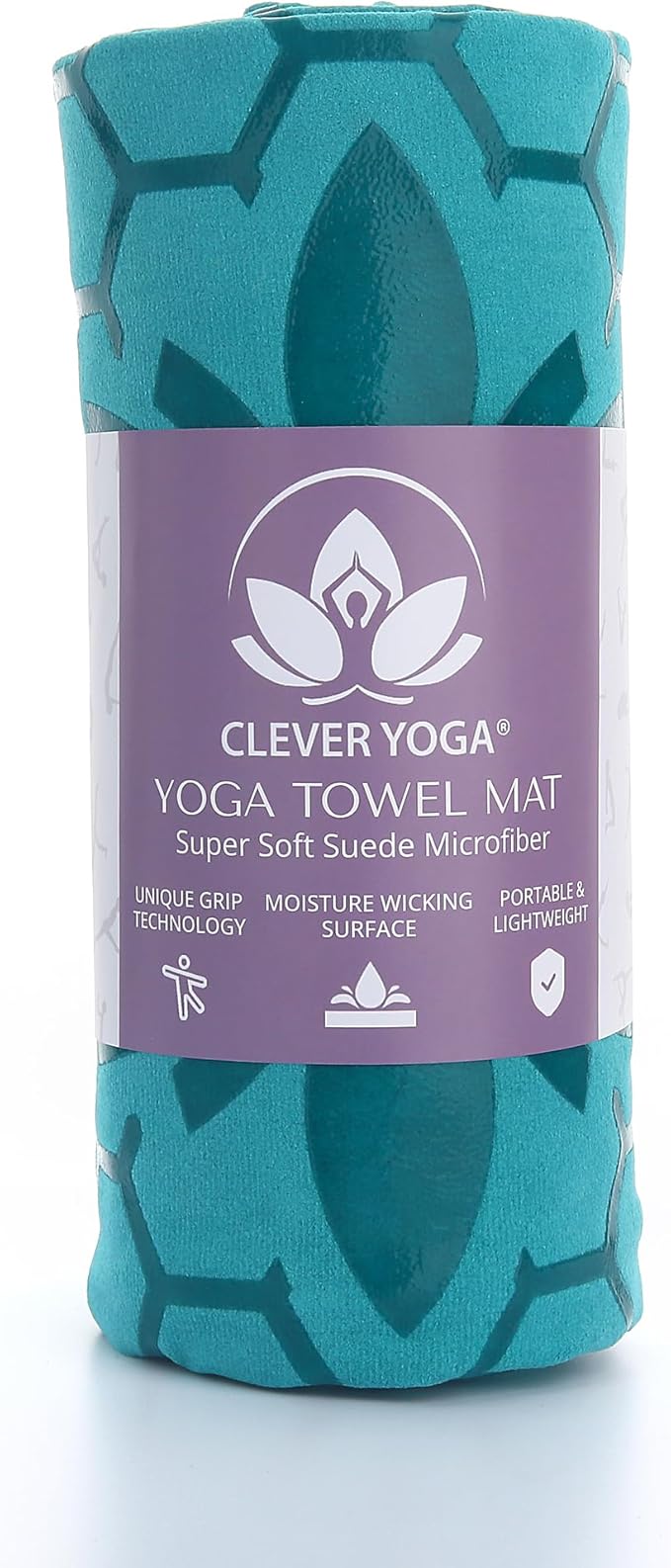 Clever Yoga Non-Slip Hot Yoga Towel – Non-Slip Grip for Hot Yoga, Sweat Absorbent, Honeycomb Silicone Grip, Stays Flat – Ideal for Pilates, Travel, Washable & Lightweight - Turquoise-FlexoryFit