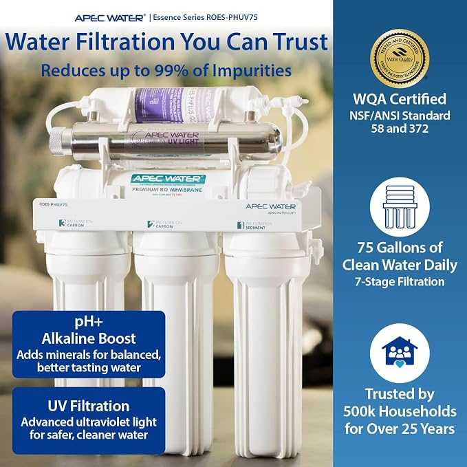 APEC Water ROES-PHUV75, 7-Stage Alkaline Under Sink Reverse Osmosis Water - Image 2