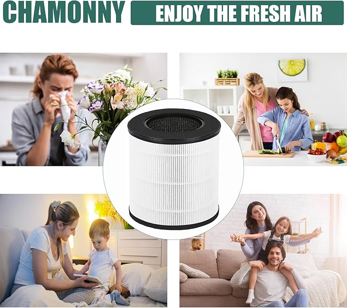 B-D02U Filter Replacement, Compatible with VEWIOR B-D02U Air Purifier and MOO-KA B-D02L and KOIOS B-D02L Air Purifier, 4Pack