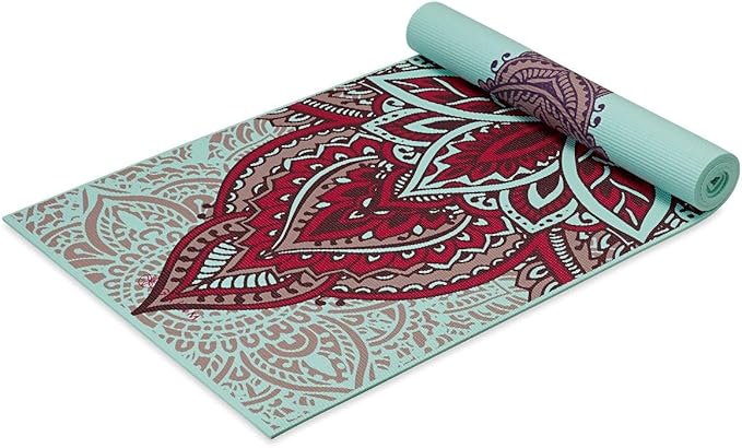 Gaiam Yoga Mat - Premium 6mm Print Reversible Extra Thick Non Slip Exercise & Fitness Mat for All Types of Yoga, Pilates & Floor Workouts (68" x 24" x 6mm Thick)-FlexoryFit