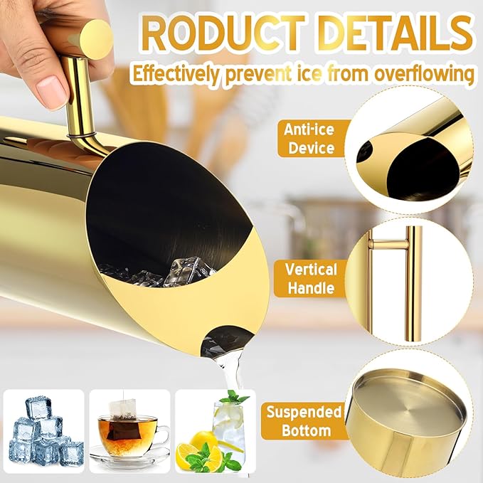 3 Pack 53oz/1.5l Stainless Steel Water Pitcher Modern Metal Pitcher with Ice Guard Gold Carafe Drink with Handle or Iced Hot Drink Tea Juice Coffee Beer