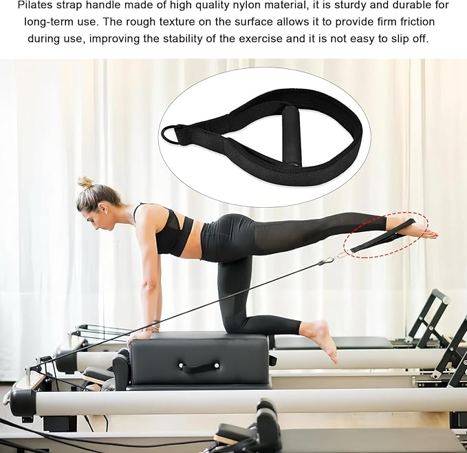 Pilates Double Loop Straps for Reformer, D Ring Straps Handle, Yoga Exercise Straps, 2 PCS-FlexoryFit