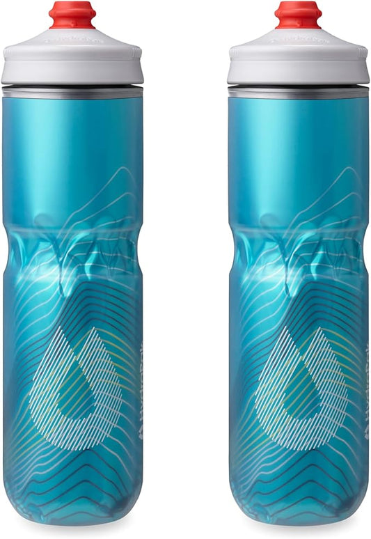 HydraPak Polar Surge Insulated Bike Water Bottle 2-Pack (20oz or 24oz) - High Flow, Fits Most Bike Cages, For Cycling & Sports-FlexoryFit
