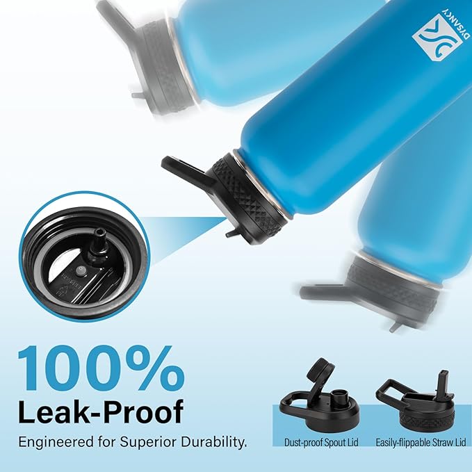 Insulated Water Bottle | Thickened Stainless Steel Vacuum Metal | Portable Sports Water Jug for Gym and Hiking with Straw, Carrier Bag, Handle Strap | BPA-Free 32 oz-FlexoryFit
