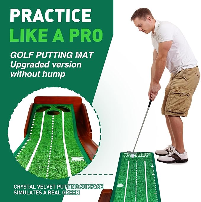 Putting Green Indoor,Golf Putting mat with Auto Ball Return – Premium Golf Putting Mat for Home, Office, or Outdoors – Perfect Golf Gift for Men & Women, Practice Anywhere