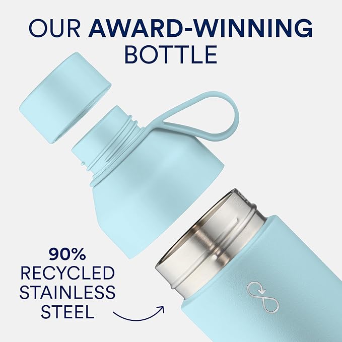 Ocean Bottle - Recycled Stainless Steel Drinks Reusable Water Bottle - Eco-Friendly & Reusable - Sky Blue - 17 oz