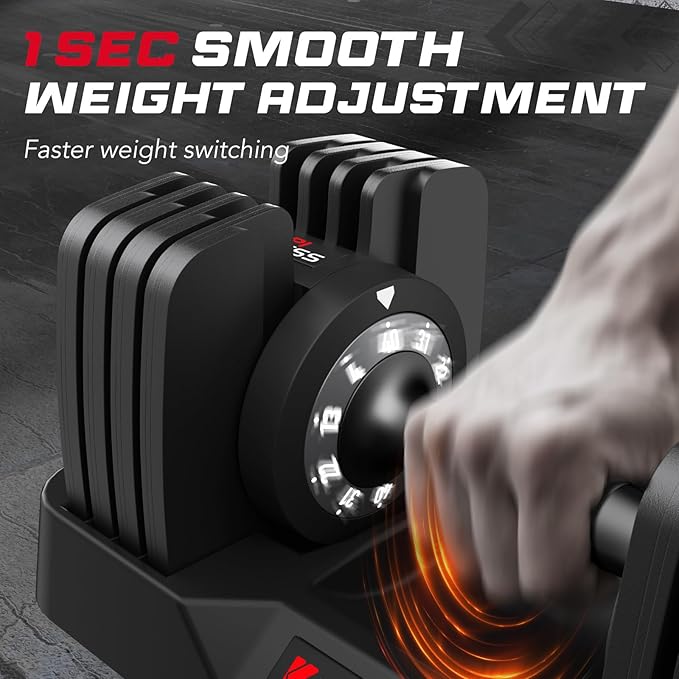 Keppi Adjustable Dumbbells Set-25lb/40lb/55lb/60lb, Anti-Slip Metal Fast Adjust Weight Handle, Exercise & Fitness for Full Body Workout - Adjustable Dumbbell Series-FlexoryFit