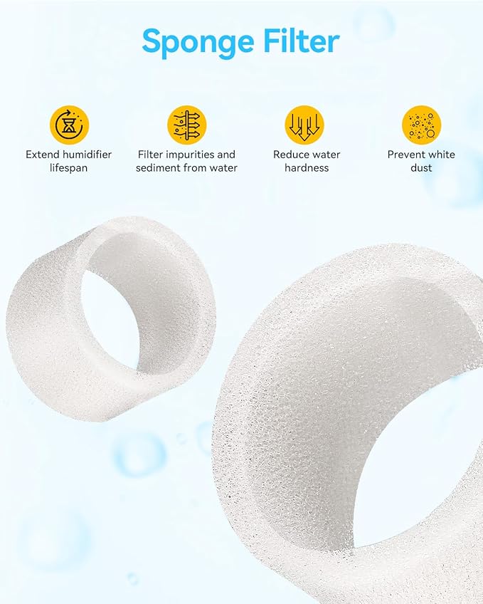 6000S Replacement Filter Kit Compatible with LEVOIT Superior 6000S Smart Evaporative Humidifier (8 Pack Gray Wick Filters and 8 Pack Sponge Filters)