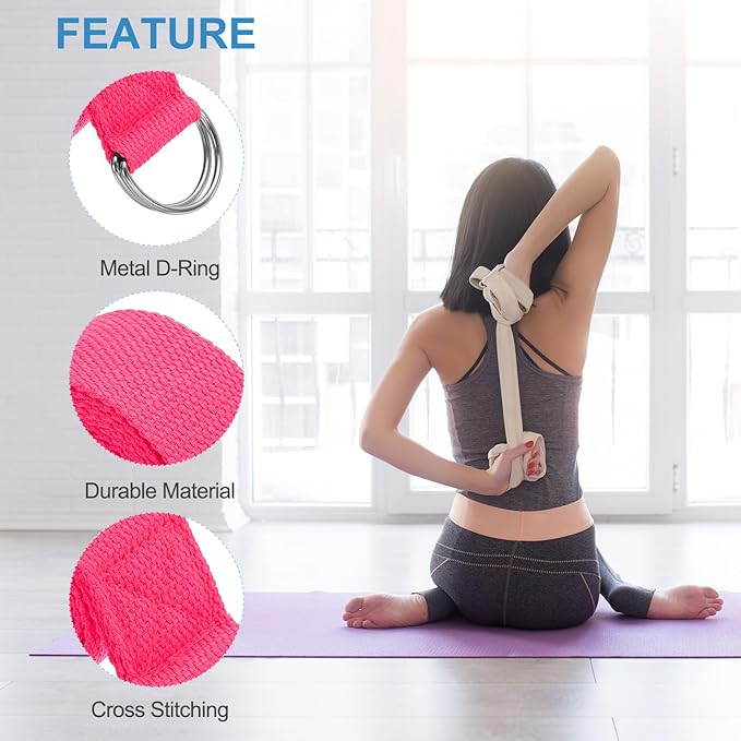 PATIKIL Yoga Strap for Stretching, Cotton Yoga Belt with Adjustable Metal D-Ring Buckle Stretch Band for Fitness Pilates-FlexoryFit