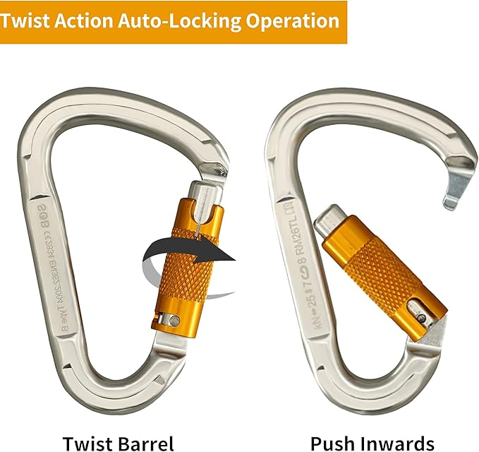 SOB Auto Locking Climbing Carabiner Clips,Heavy Duty Asymmetrical Carabiner Connector Used for Rappelling Gear Rescue Outdoor Projects Dog Leash