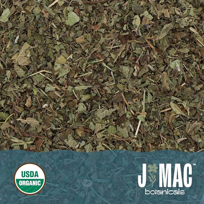 J Mac Botanicals Organic Lemon Balm (16 oz), Loose Leaf Tea, Dried Lemon Balm Tea, herbal Infusion, Lemon balm leaves, melissa officinalis tea, Certified USDA Organic-FlexoryFit