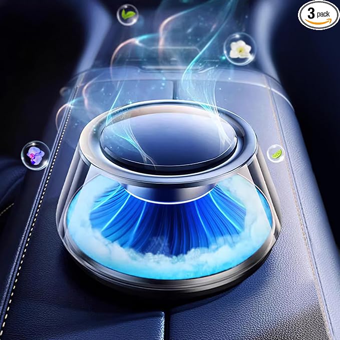 Smart Car Air Fresheners Diffuser 5 Ambient Light & Mist Car Fragrance, Auto On/Off, Adjustable Concentration with Two fragrance, Lasts for 5 months, Sandalwood and Pine