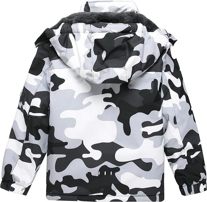 Keevoom Boys Winter Coat Ski Jacket Windproof Kids Snowboard Warm Fleece Snow Coat Waterproof Outdoor Hooded Ski Coats-FlexoryFit