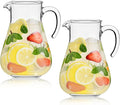 Lily's Home Set of 2 Break Resistant Plastic Pitcher, the Large Capacity Makes it Excellent for Parties, Both Indoor and Outdoor, Made in Taiwan (98 Ounces)