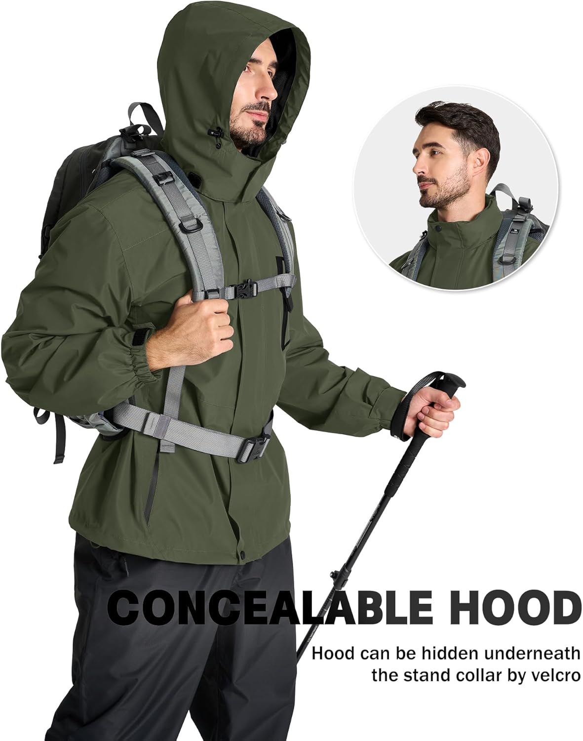 SWISSWELL Mens Rain Jackets Waterproof with Hood Men Windbreaker Jackets Lightweight Rain Coats for Golf Fishing Hiking