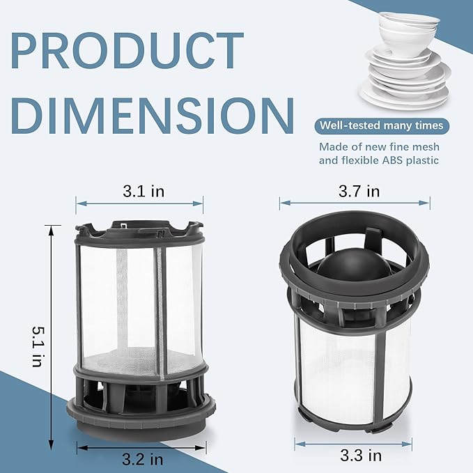 W10872845 Dishwasher Pump Filter Cup Replacement for Whirlpool Kenmore Amana Kitcheniad Dishwasher - Replace Part 8579307 W10142911 W10056425 W10056426 (Update Version)