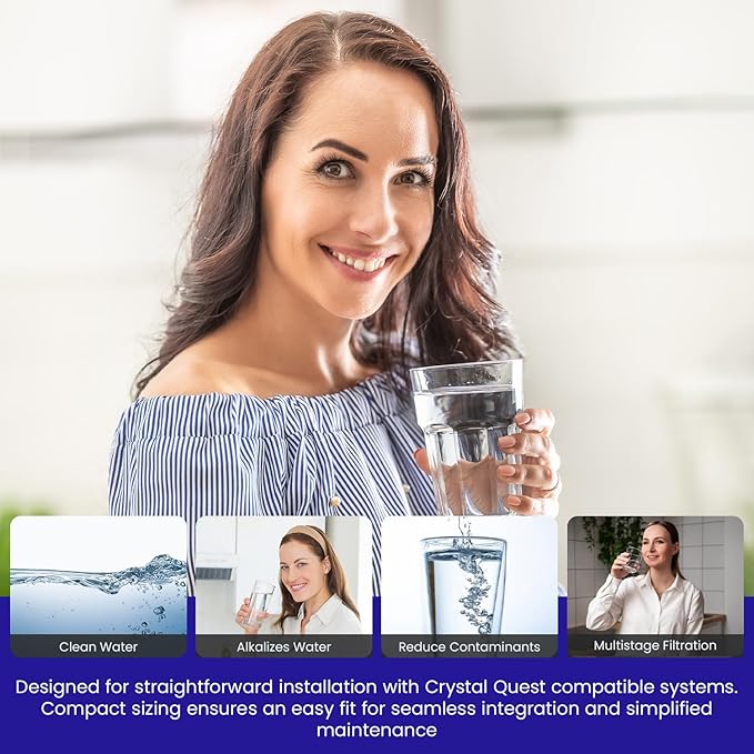 Crystal Quest Alkalizer, Ionizer, Mineralizer & Oxidation Cartridge – Boosts pH & Alkalinity, Enhances Taste with Essential Minerals, Long-Lasting Performance, Easy Installation 2-7/8” x 20”
