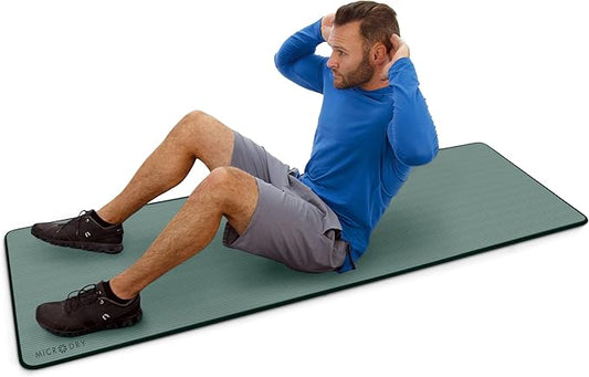 MICRODRY Deluxe Fitness Exercise Yoga Mat for Home & Gym, Extra Thick for High Impact Training, Multi Layered Skid Resistant Surface, Odor Neutralizing with Carrying Strap-FlexoryFit