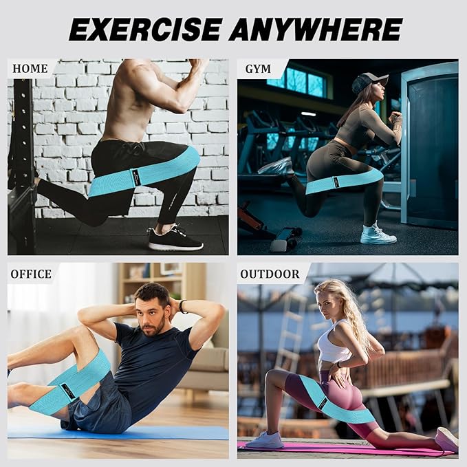 12 Pcs Fabric Resistance Bands for Working Out Booty Workout Stretch Exercise Bands Non Slip for Legs Squat Resistance Loop for Women Men Starter Butt Hip Thigh Fitness-FlexoryFit