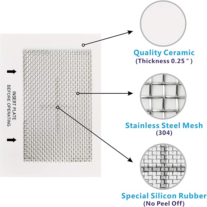 Universal Ceramic Ozone Plates for Generic Ozone Generators Washable Purification Air Purifier, 6.5" x 4.5" Inches Replacement Ozone Plates (3 Pack)