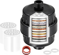 Shower Filter for Hard Water Two Replacement Cartridge High Output Shower Water Filter Silver Remove Chlorine and Fluoride(Black)
