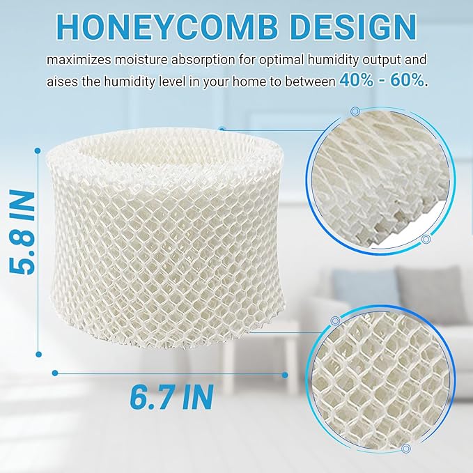 Lemige 4 Pack Humidifier Wicking Filters Compatible with Honeywell HC-888, HC-888N, Filter C, HCM-890, HEV-320 Series, Compatible with Duracraft DCM-200, DH-890