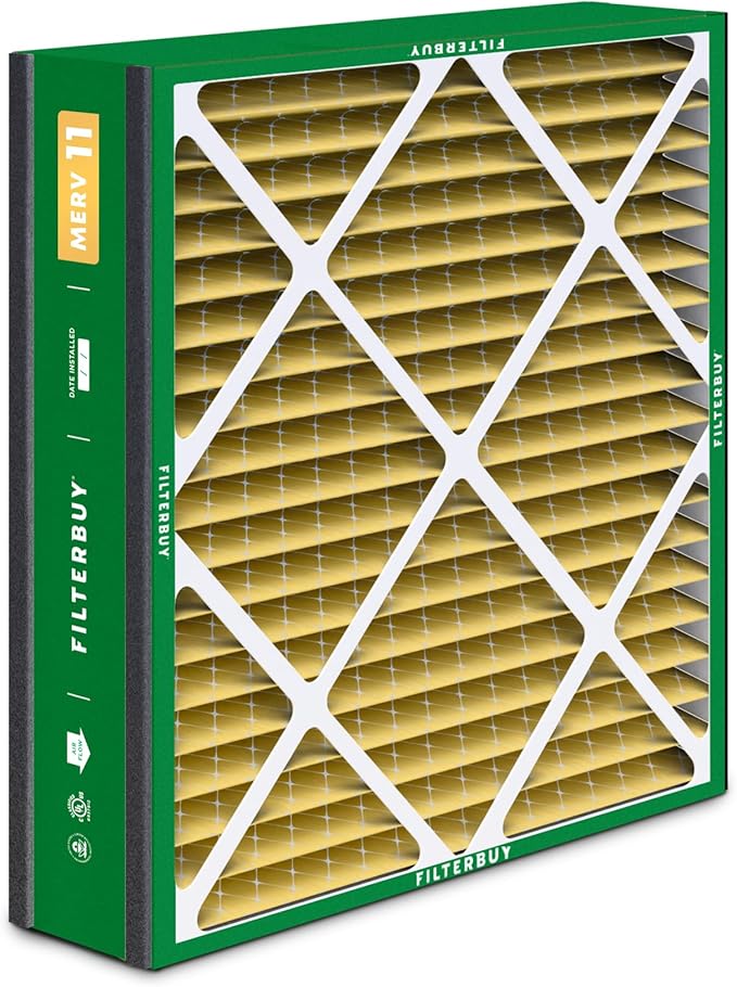 Filterbuy 20x25x5 Air Filter MERV 11 (MPR 1200) Allergen Defense (4-Pack), Pleated HVAC AC Furnace Filters for Trion Air Bear, Generalaire, Skuttle, and More (Actual Size: 19.63 x 24.13 x 4.88)