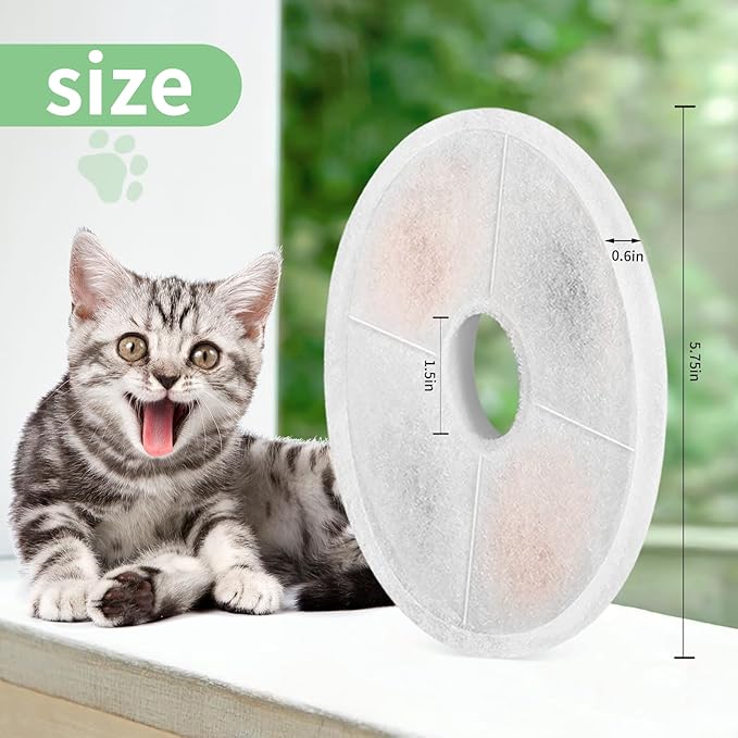 8 Pack Cat Water Fountain Replacement Filters Fit for 3L Flower Water Dispenser Automatic Pet Dog Cat Fountain Filter