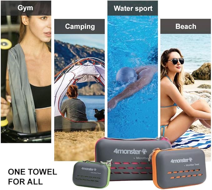 4Monster Camping Towels Super Absorbent, Fast Drying Microfiber Travel Towel, Quick Dry Ultra Soft Compact Gym Towel for Swimming Beach Hiking Yoga Travel Sports Backpack (71.00" x 35.00", Navy Blue)-FlexoryFit